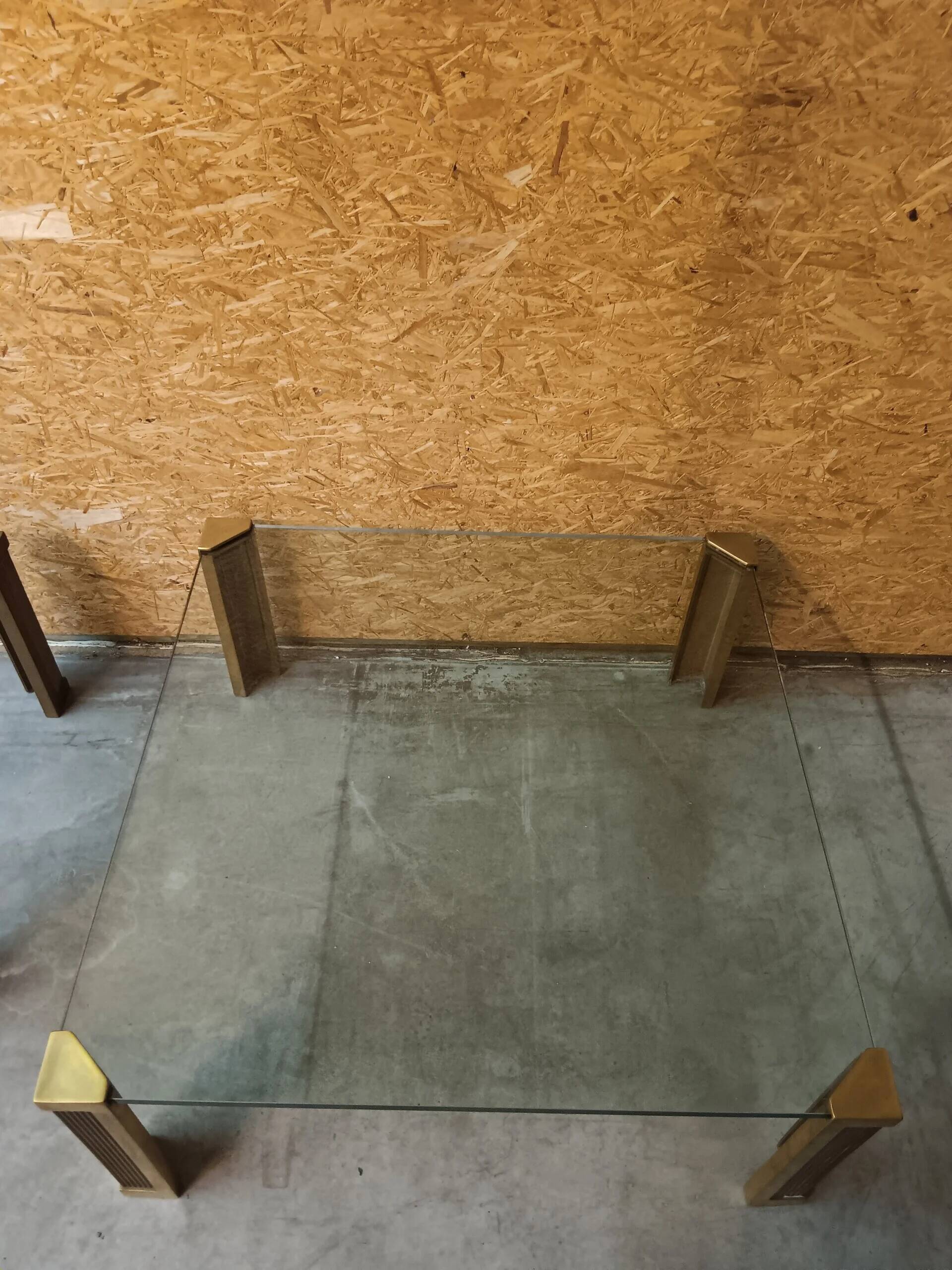 Table basse Peter Ghyczy verre et bronze grande édition