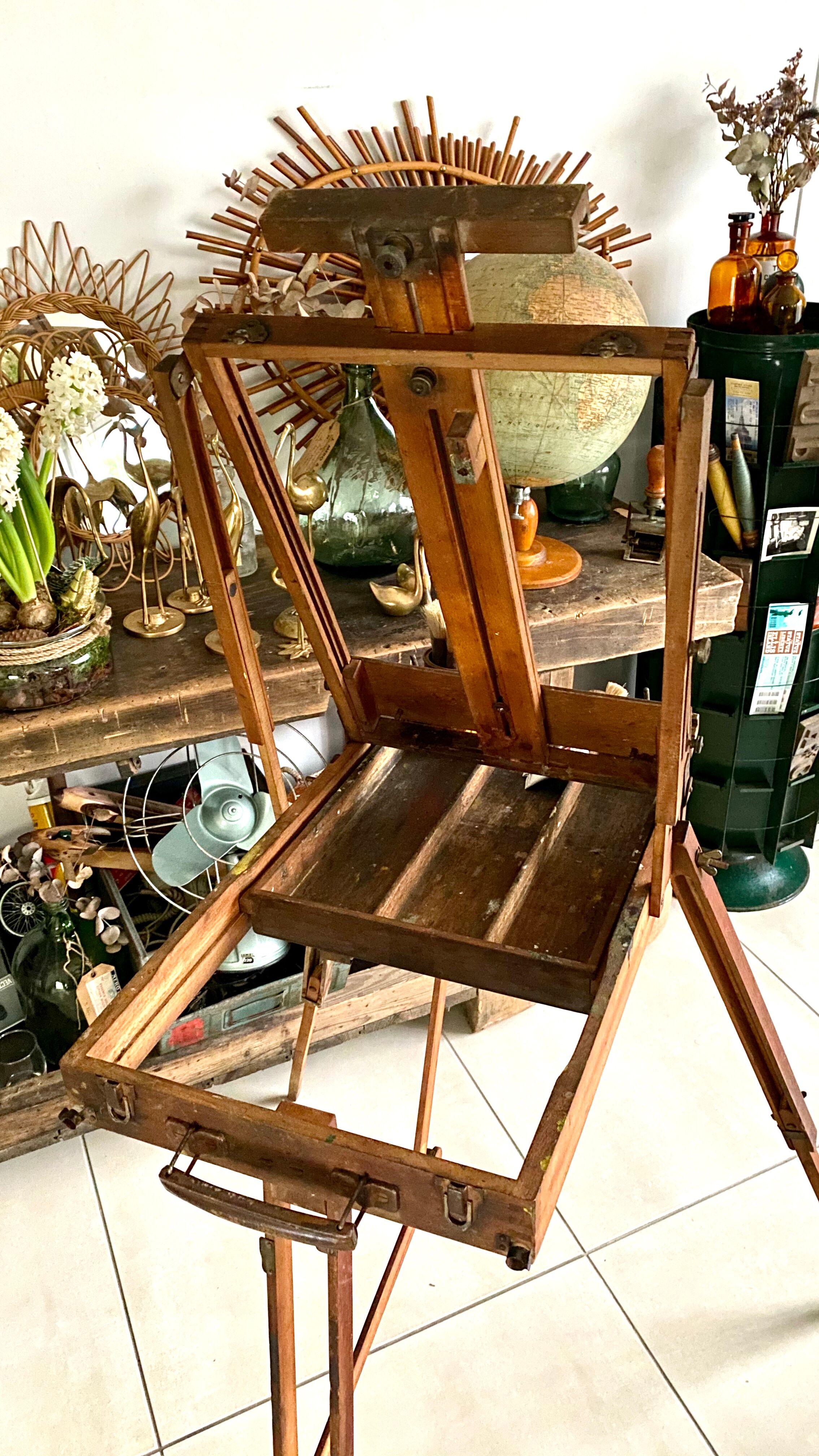 Old collapsible wooden painter's easel