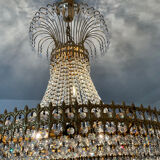 Brass chandelier and crystal tassel waterfall