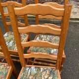 4 solid wood chairs with embroidered fabric