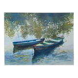 Watercolor painting "the boats under the trees" by togla leris + frame