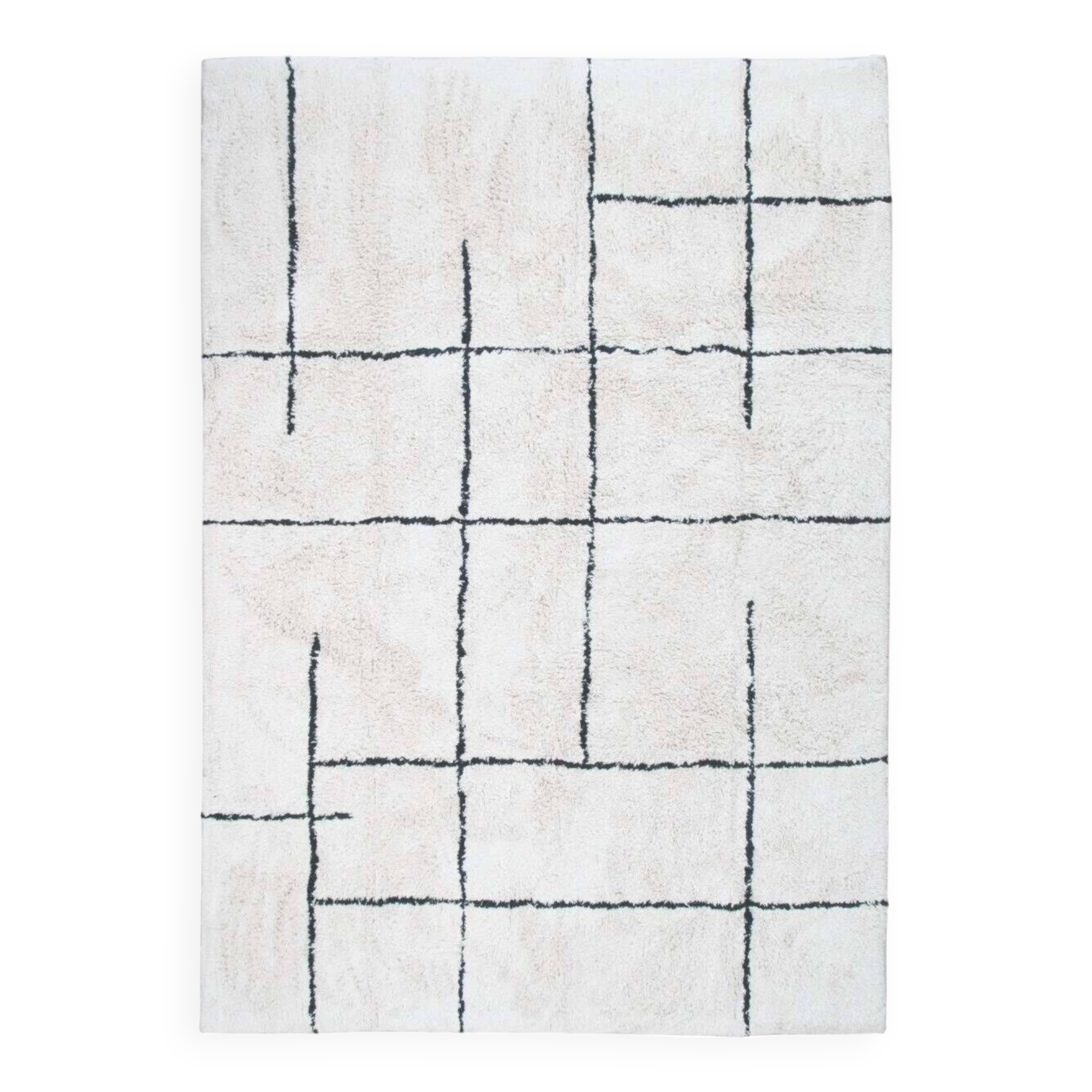 Berber rug 160x230 cm white with black lines