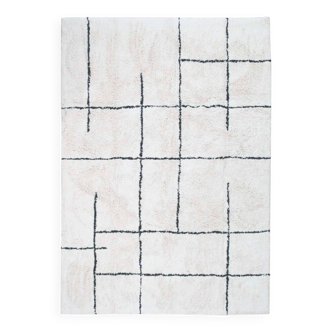 Berber rug 160x230 cm white with black lines