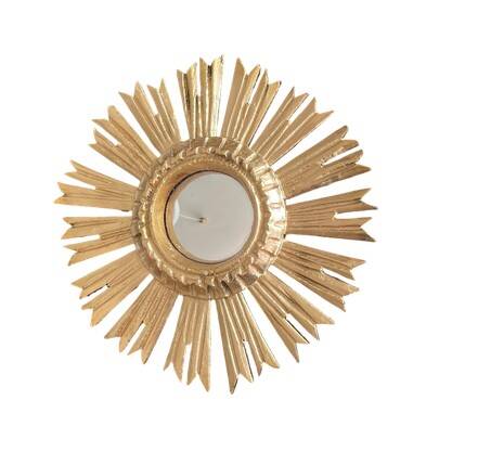 Golden wooden sun mirror "witch's eye"