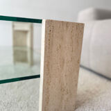 Table en verre et travertin