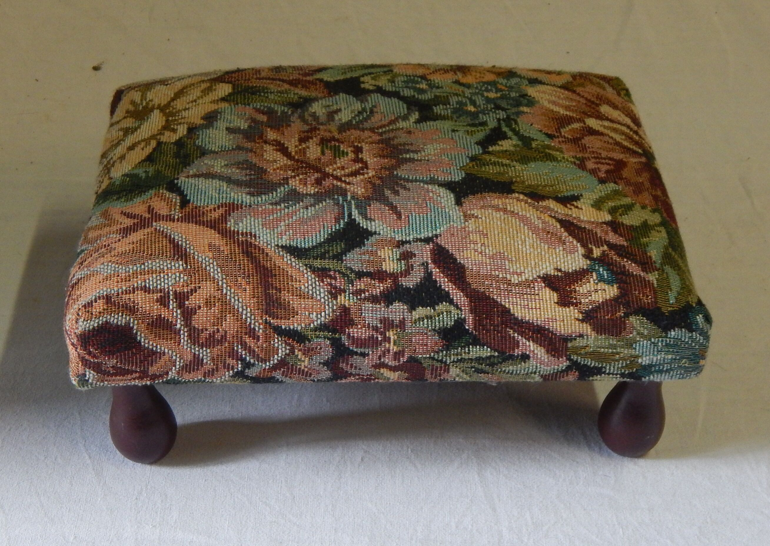 Old wood and tapestry footstool