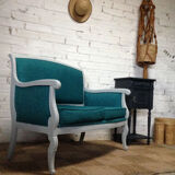 Louis Philippe grey and duck blue bench seat