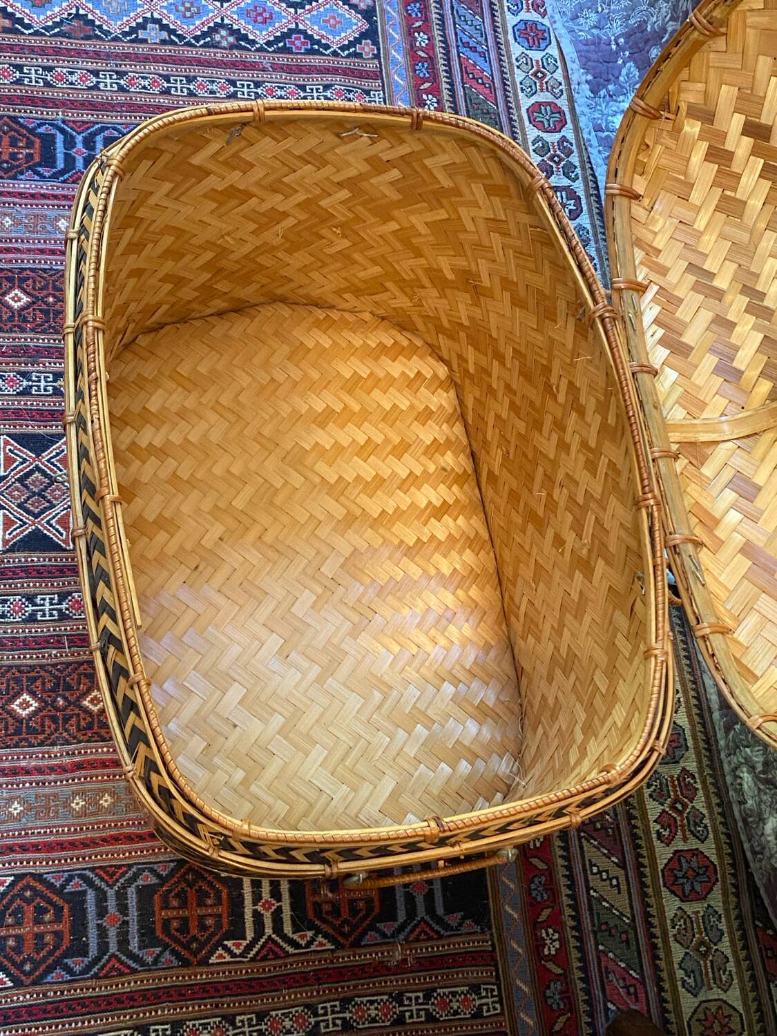 Woven bamboo storage chest