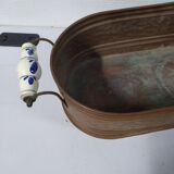 Copper planter with porcelain handles