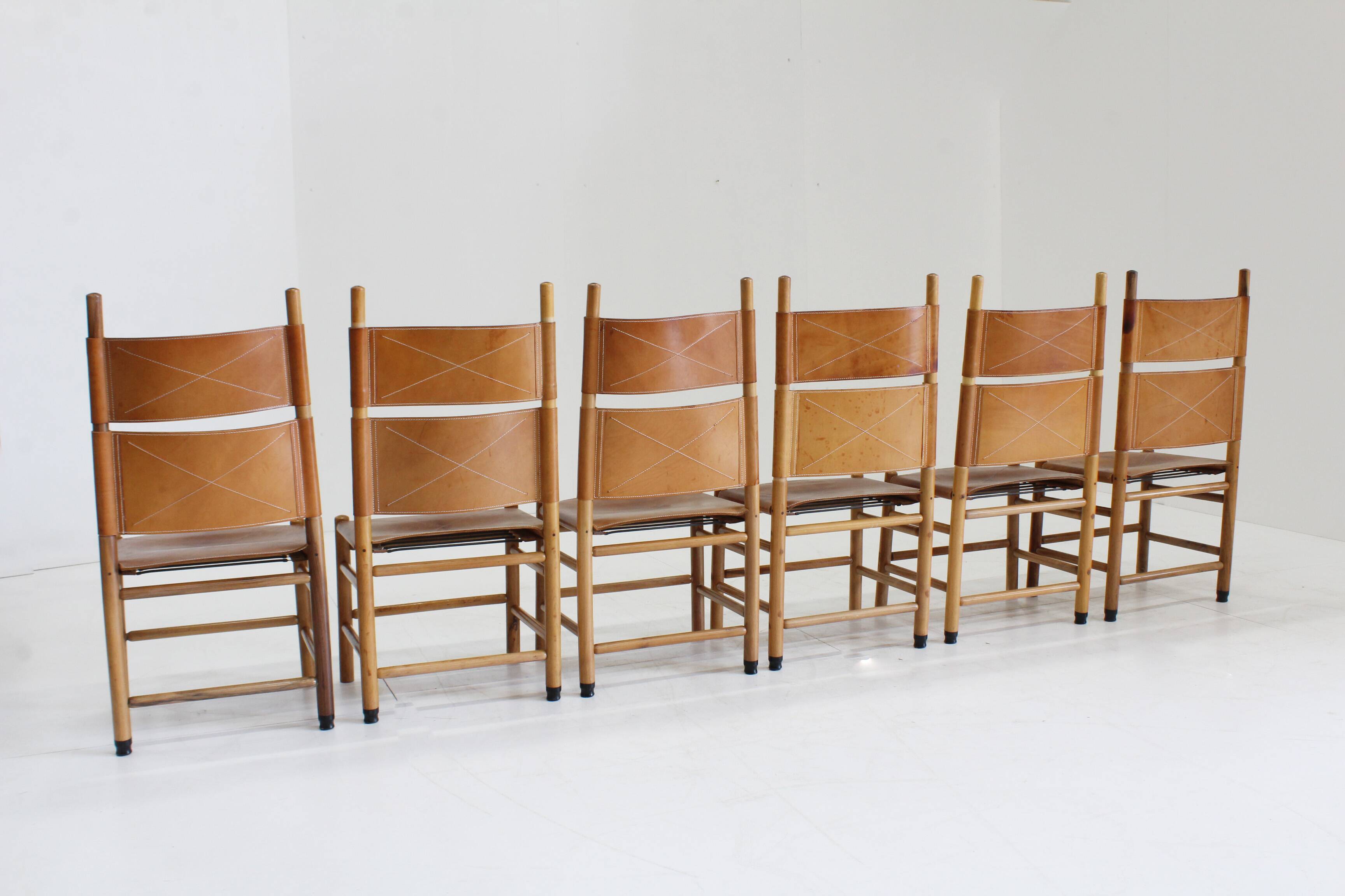 Chaises de salle à manger vintage Kentucky par Carlo Scarpa pour Bernini, années 1970, lot de 6