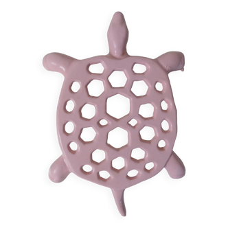 Vintage pink cast iron turtle trivet