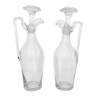 Set of 2 blown glass vials or ewers with faceted cap