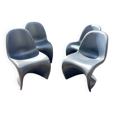 Série de 4 chaises Verner Panton Vitra noires