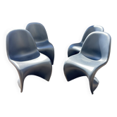 Set of 4 black Verner Panton Vitra chairs.