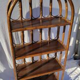 Vintage rattan bookcase shelf