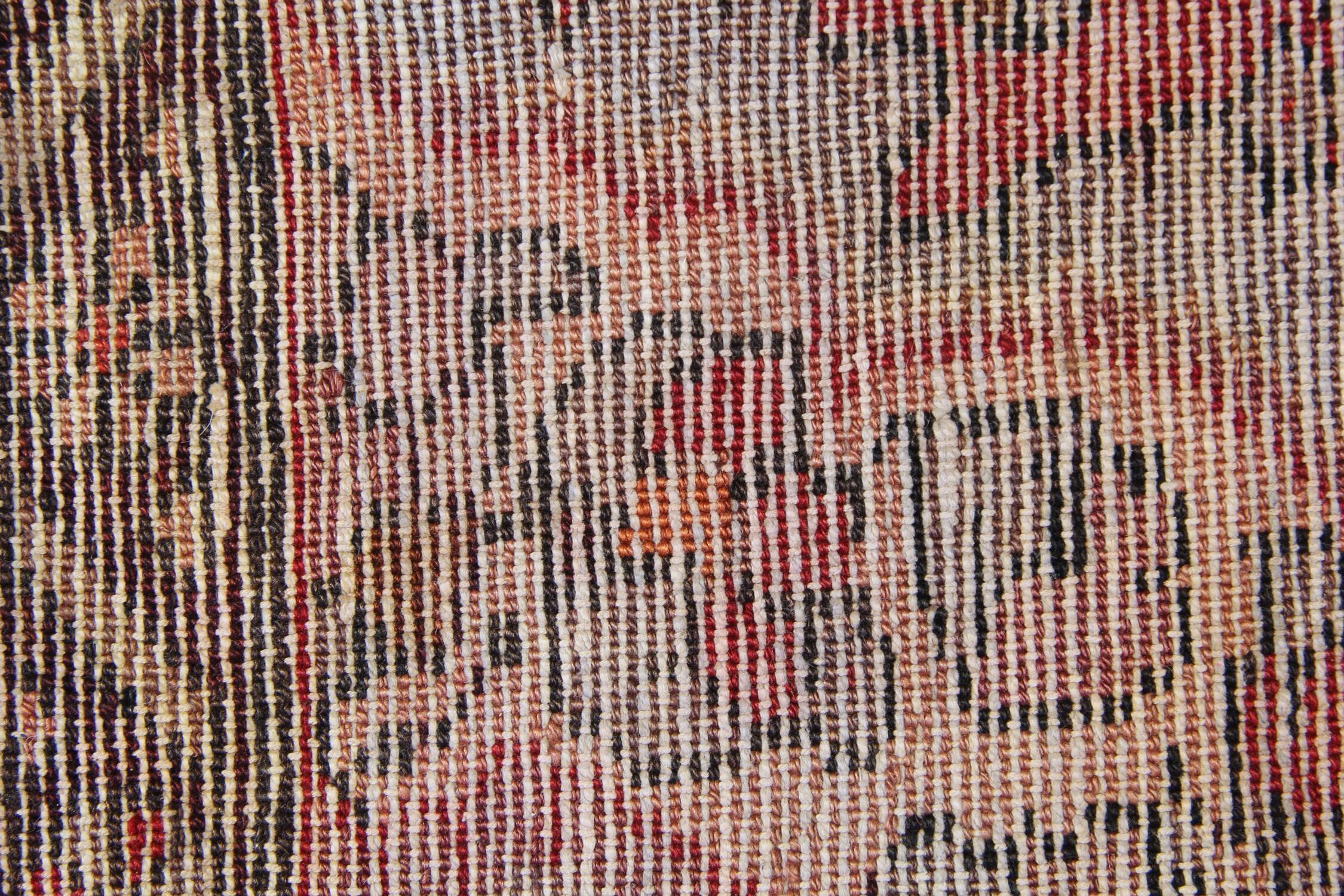 Red cream floral design runner rug long handmade oriental wool carpet 130x273cm