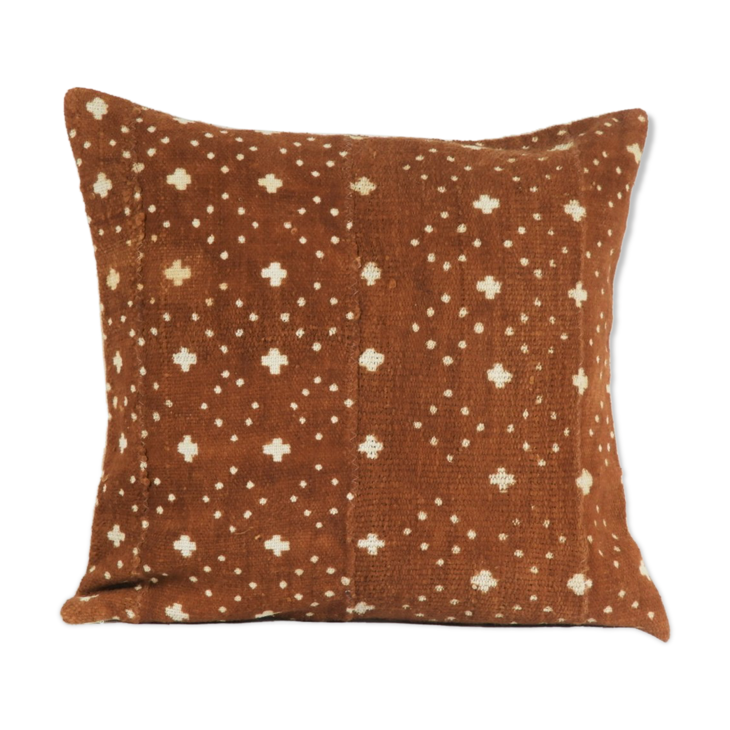 Housse de coussin en bogolan couleur rouille