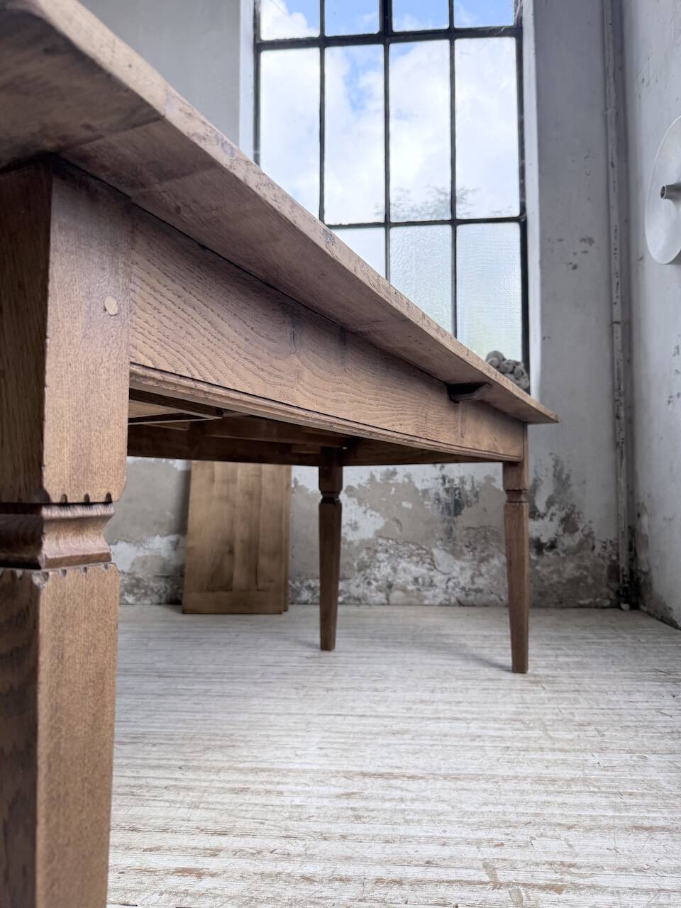Solid oak farmhouse table with extensions (190-280cm) 1950