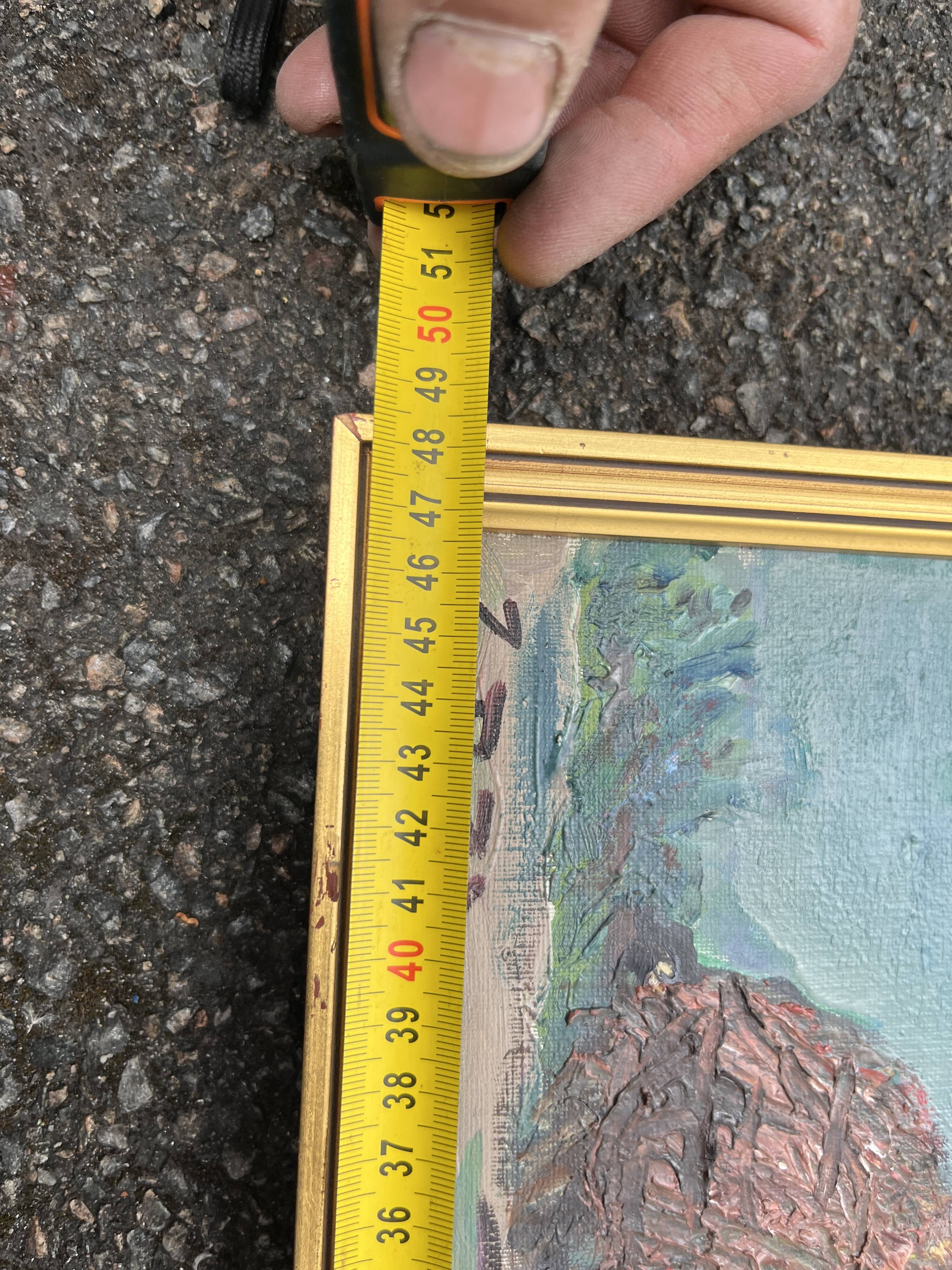 Painting Animated landscape at the lake – Signed oil