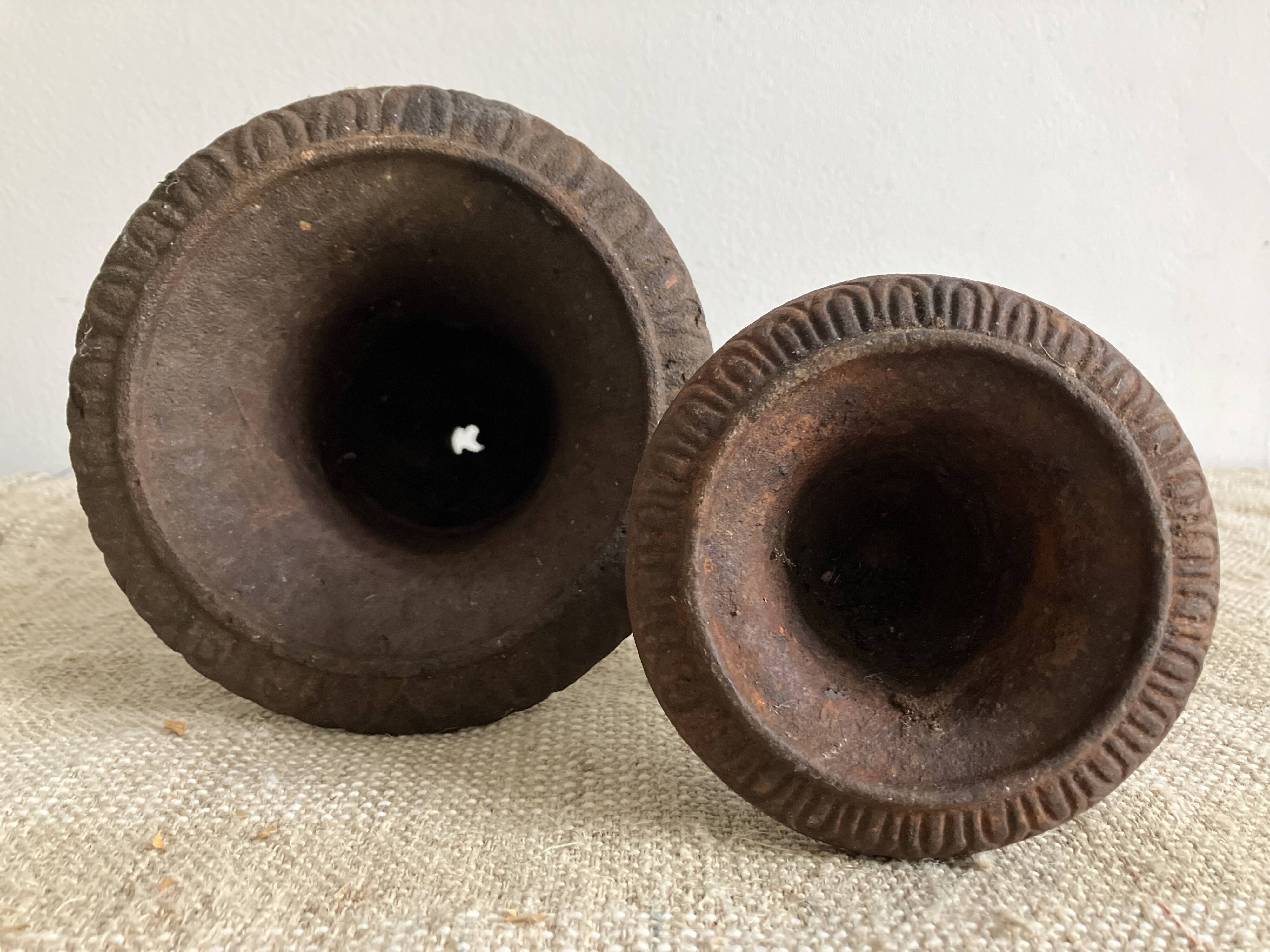Pair of cast iron Medici vases