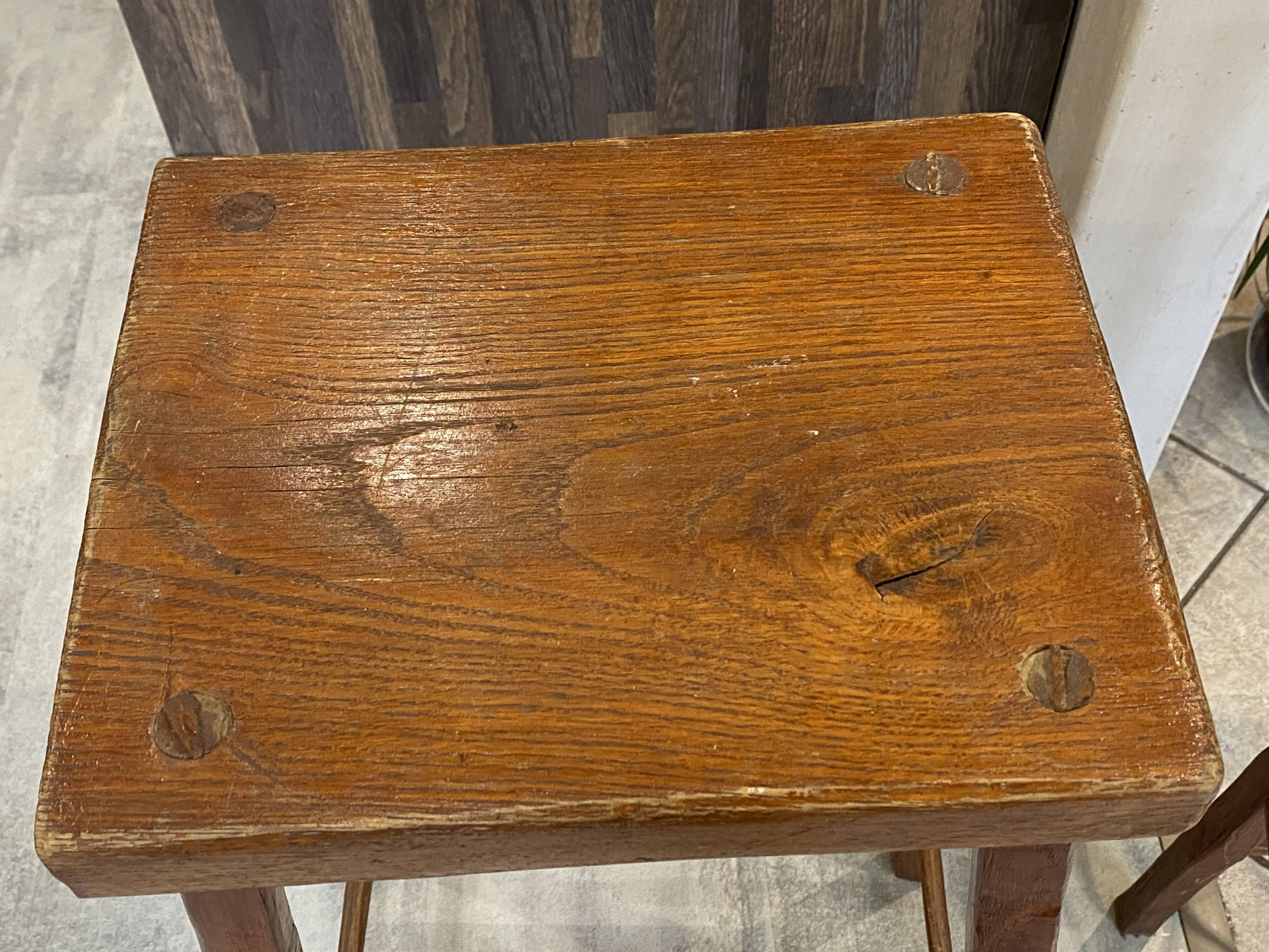Set of 3 high wooden bar stools, handcrafted, 50.