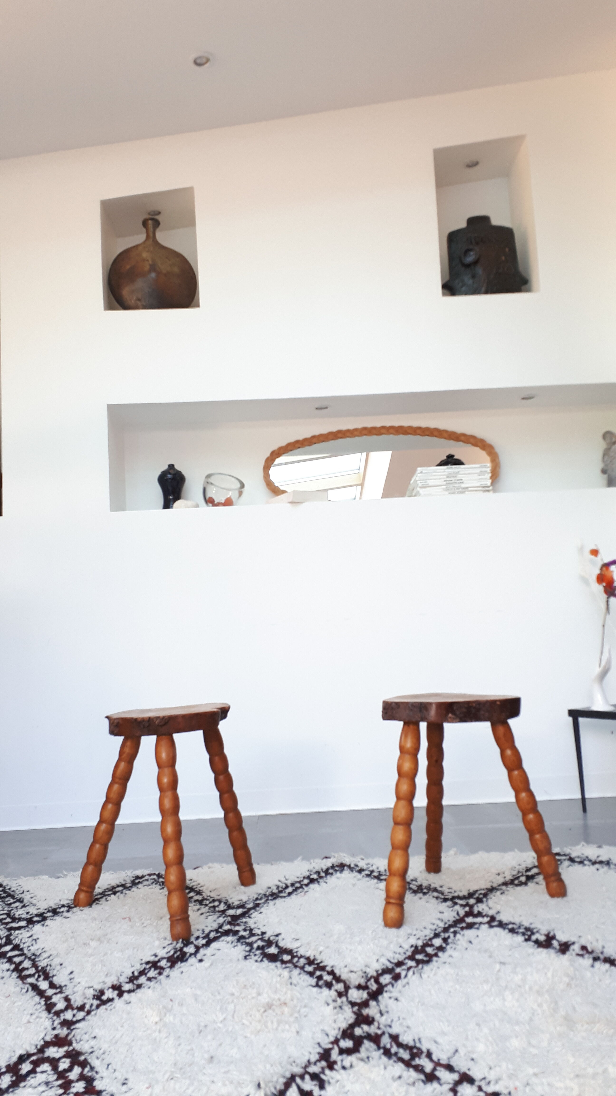 Pair of brutalist art stools 60s