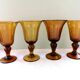 Biot engraved amber and bubbled water glasses, 70s