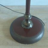Floor lamp from the 50s in red-brown enameled sheet metal and golden brass -