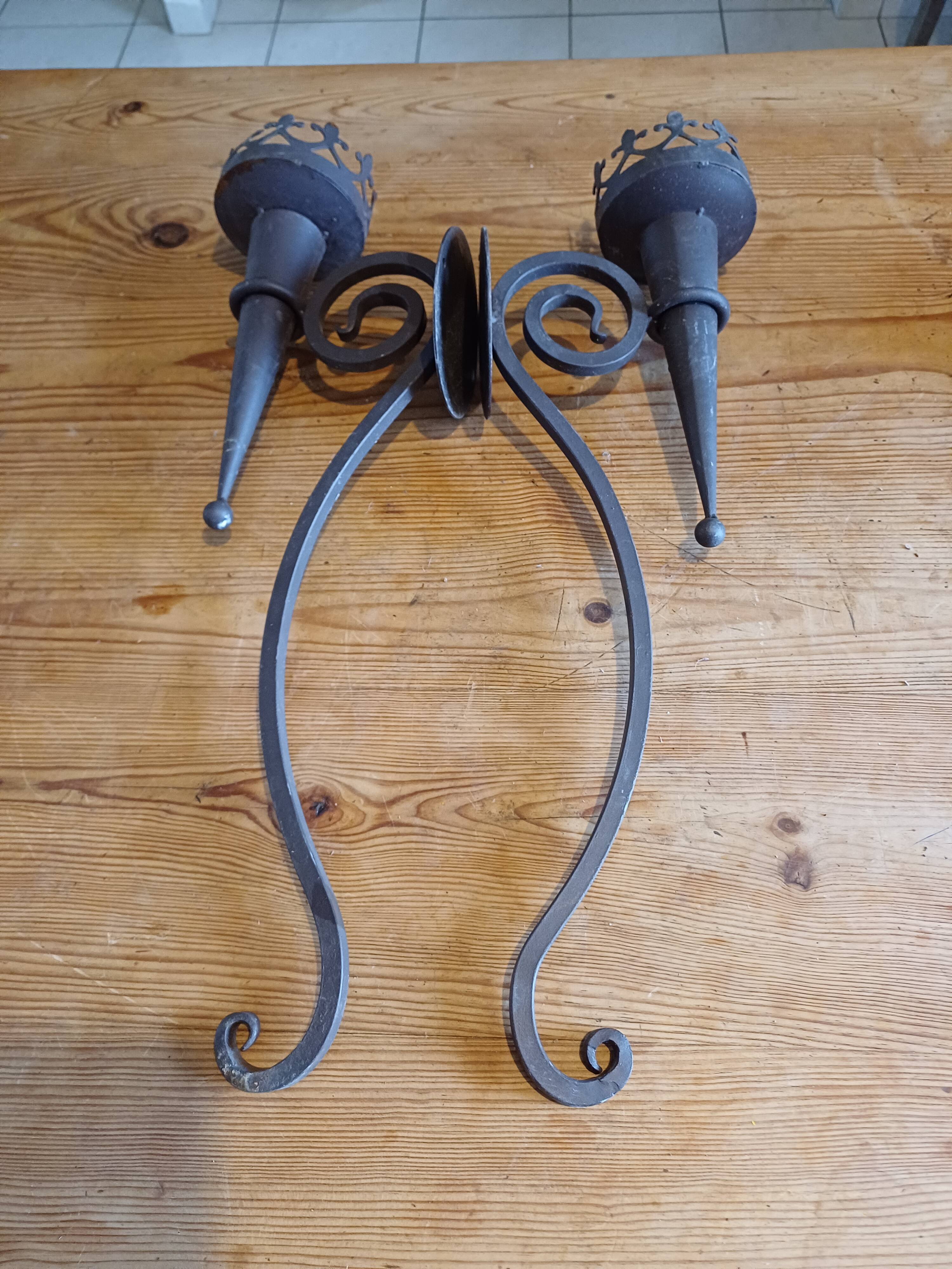 Pair of Wrought Iron Wall Lights