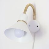 Pair of Scandinavian wall lights, white and gold metal