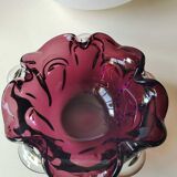 Empty pocket corolla/floral shape, in blown Murano Art glass. Vintage 70s. Purple tones