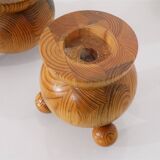 Pair of Swedish wooden candlesticks from the 1970s.