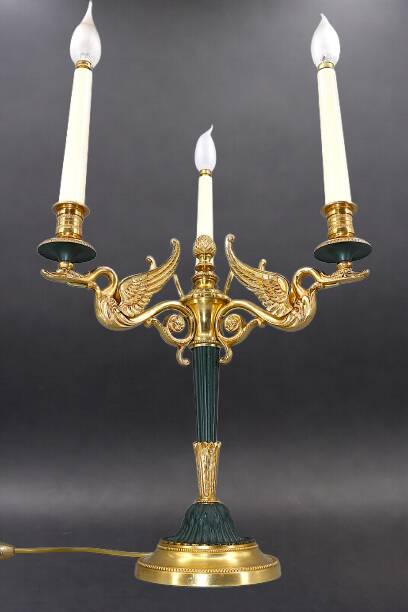 Flamboyant Pair of Candelabra/Chandeliers Solid Bronze Empire Style