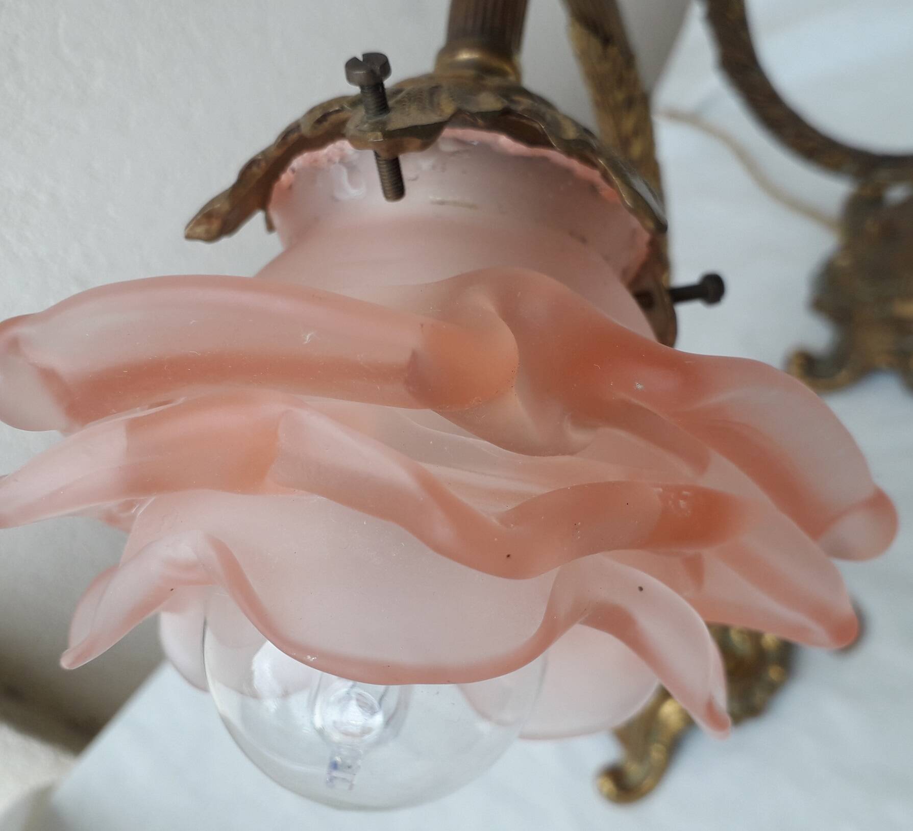 2 lampes en bronze et verre