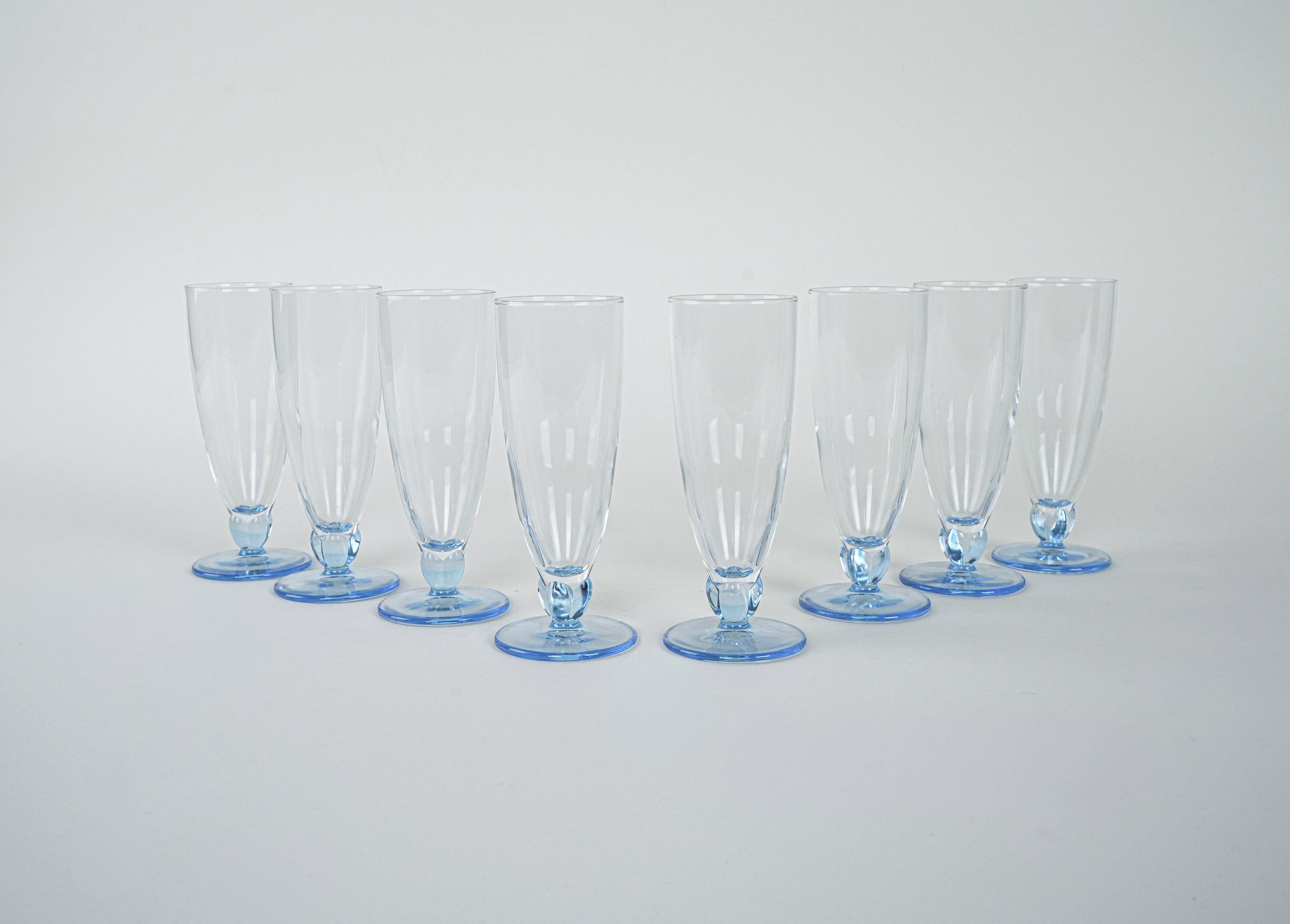 Set of champagne glasses, Italian design, 1980s, production: Italy