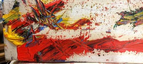 Oil Painting on Canvas Abstract Material 1970s