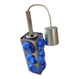 Blue glass / chrome hanging light / 1980s / Temde Swiss