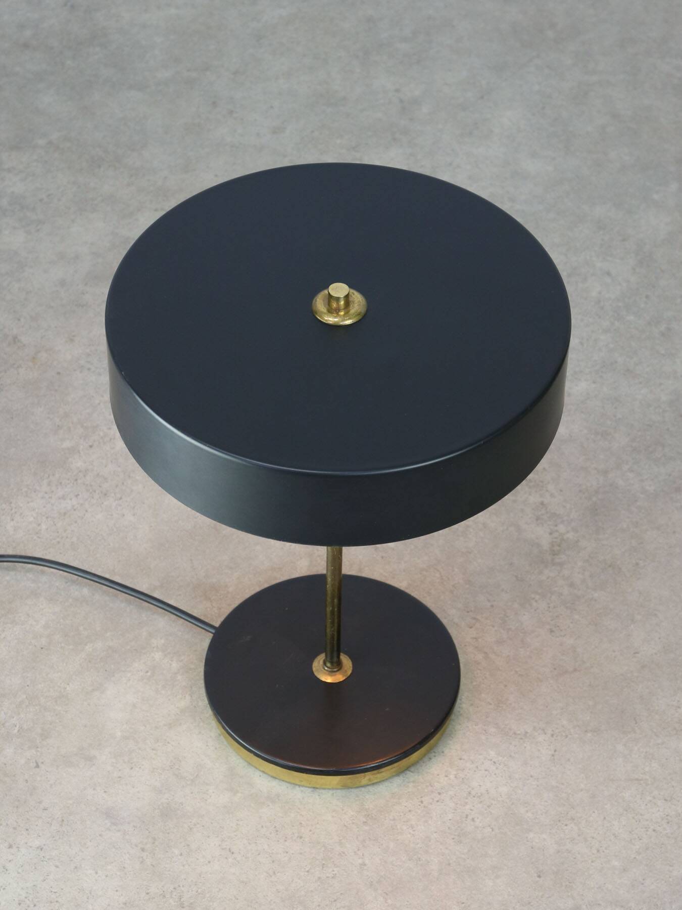 Mid-Century Black & Brass Table Lamp from Kamenický Šenov