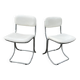 Pair of vintage chrome cantilever chairs, white leatherette – 1970s