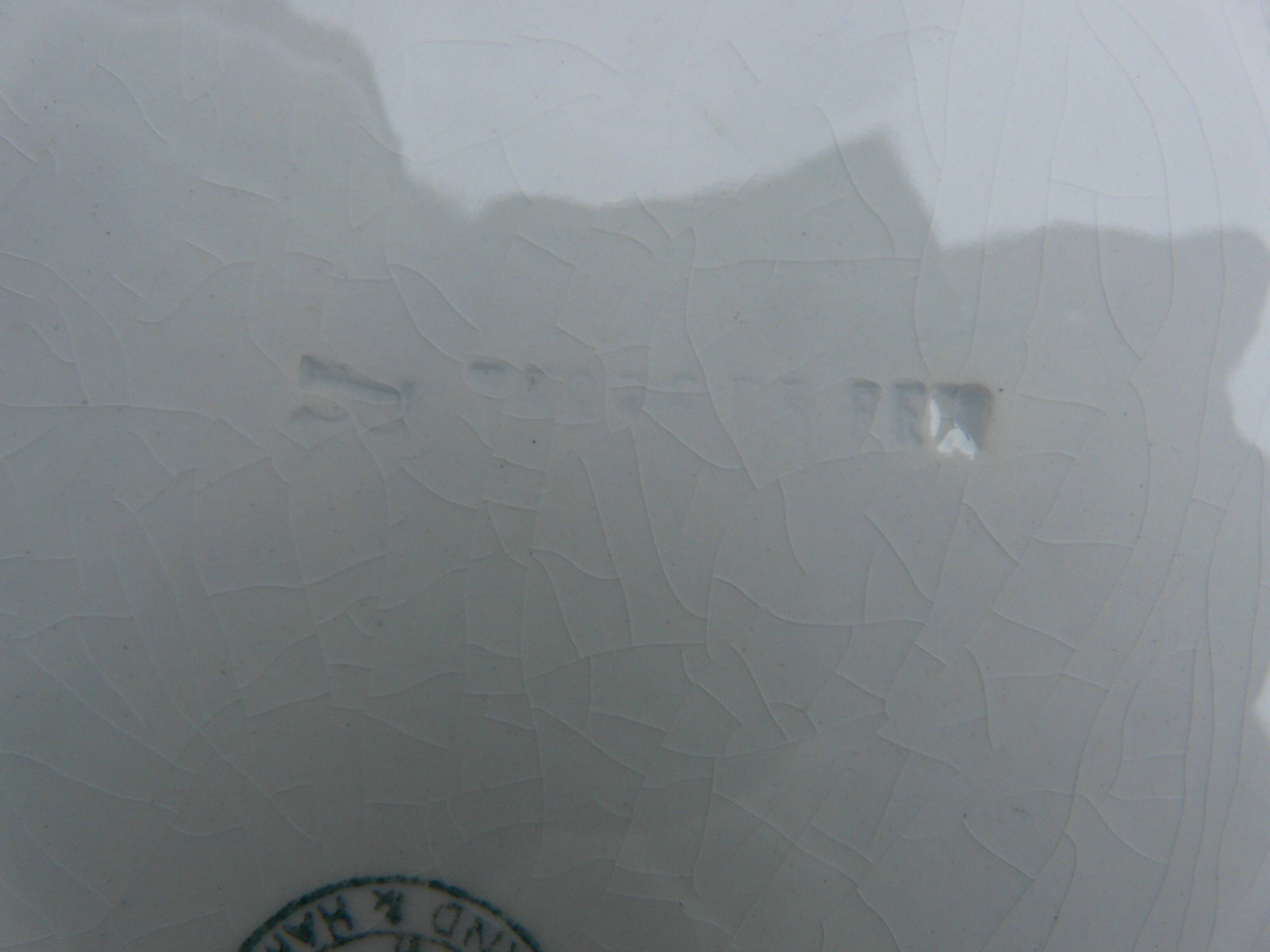 6 Antique plates in Saint Amand slip, ironstone, asparagus