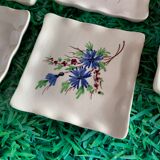 6 plates carrrees and rectangular dish matching dessert of the 50s