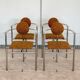 Set of 4 Belgo Chrom steel armchairs with bouclé