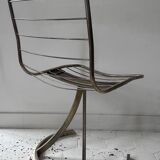 Set of 4 vintage chairs, chromed metal, France 1970