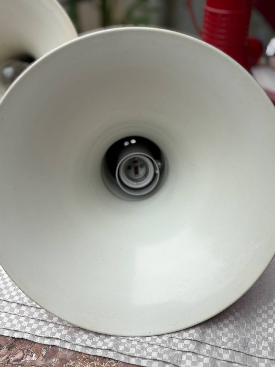 Ensemble de 5 suspensions vintage "formas" (espagne) – acier laqué rouge – état