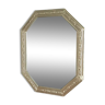 Hexagonal mirror carved solid wood frame 37x46cm