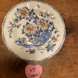 Set of 9 plates (hollow and flat) GIEN - Rooster and peonies - Late nineteenth / early twentieth century