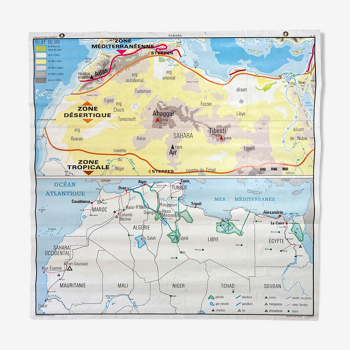 Vintage school map west africa / sahara hachette rossignol