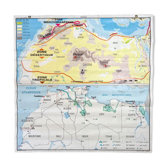 Carte scolaire vintage afrique occidentale / sahara hachette rossignol