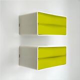 Paire d'éléments muraux avec commodes vert pois, années 1970