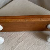 Wall-mounted coat rack with 2 hooks, vintage 1960s white lacquered metal.